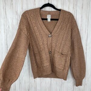 Joie tan caramel button up sweater small